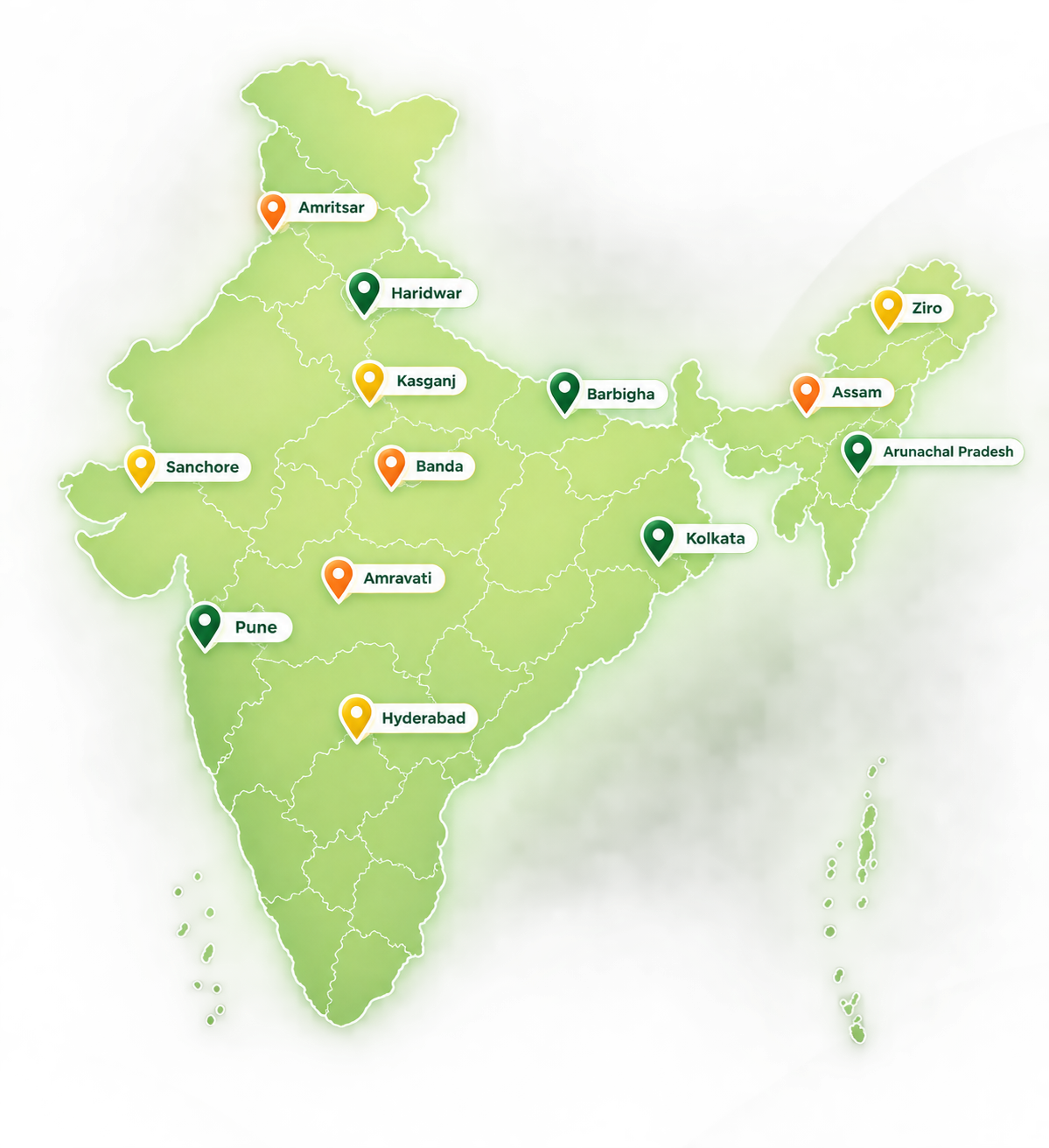 Illustrated map of India with state boundaries